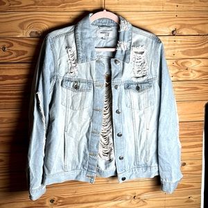 Absolutely gorgeous large light blue distressed denim jacket working title